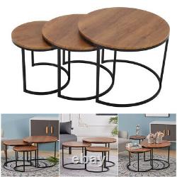 Nest of 2/3 Table Set Metal& Wood Coffee Side Hall Console Table Living Room Set