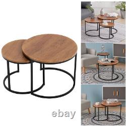 Nest of 2/3 Table Set Metal& Wood Coffee Side Hall Console Table Living Room Set