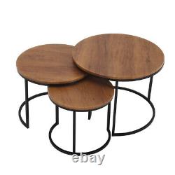 Nest of 2/3 Table Set Metal& Wood Coffee Side Hall Console Table Living Room Set