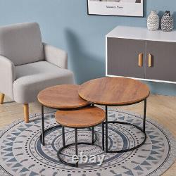 Nest of 2/3 Table Set Metal& Wood Coffee Side Hall Console Table Living Room Set