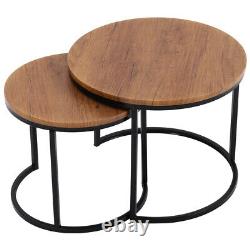 Nest of 2/3 Table Set Metal& Wood Coffee Side Hall Console Table Living Room Set