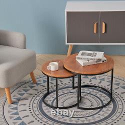 Nest of 2/3 Table Set Metal& Wood Coffee Side Hall Console Table Living Room Set