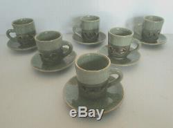 New Vintage Soma Yaki Japanese 21 Piece Tea / Coffee Set, Double Walled, Japan