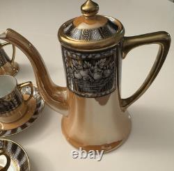 Noritake 9 Piece Lustreware Vintage Coffee Set Bone China Perfect Condition