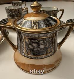 Noritake 9 Piece Lustreware Vintage Coffee Set Bone China Perfect Condition