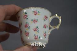 Old Paris Hand Painted Pink Roses & Gold Demitasse Cup & Saucer C. 1880-1890