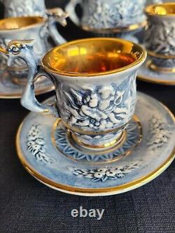 Original vintage rare coffee set for 6 persons. From the brand Capodimonte