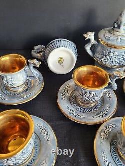 Original vintage rare coffee set for 6 persons. From the brand Capodimonte
