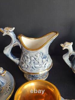 Original vintage rare coffee set for 6 persons. From the brand Capodimonte