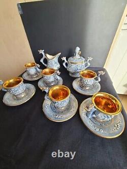 Original vintage rare coffee set for 6 persons. From the brand Capodimonte
