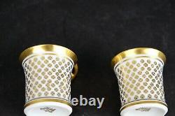 Pair vintage French Limoges heavy gilded cup and saucers