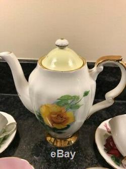 Paragon coffee set Harry Wheatcroft World famous roses vintage tea