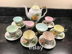 Paragon coffee set Harry Wheatcroft World famous roses vintage tea