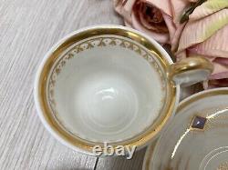 Paris Porcelain Trio Tea Cup, Saucer, Coffee Cup Antique Vintage Gold c. 1840