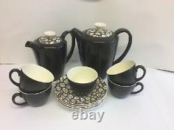 Poole Pottery Mid Century Twintone Black Pebble Coffee Set Robert Jefferson