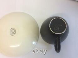 Poole Pottery Mid Century Twintone Black Pebble Coffee Set Robert Jefferson