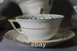 Porcelain France Limoges Bardet Turquoise Vintage Tea Cup 10 persons Set bowl