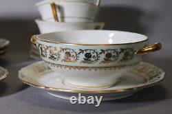 Porcelain France Limoges Bardet Turquoise Vintage Tea Cup 10 persons Set bowl