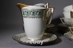 Porcelain France Limoges Bardet Turquoise Vintage Tea Cup 10 persons Set bowl