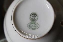 Porcelain France Limoges Bardet Turquoise Vintage Tea Cup 10 persons Set bowl