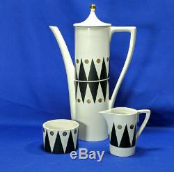 Portmeirion GOLD DIAMOND 15 Piece Cylinder Coffee Set UNUSED Rare Vintage 1960s