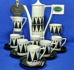 Portmeirion GOLD DIAMOND 15 Piece Cylinder Coffee Set UNUSED Rare Vintage 1960s