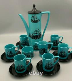 Portmeirion Vintage Sailing Ships Blue 15 piece Coffee Set