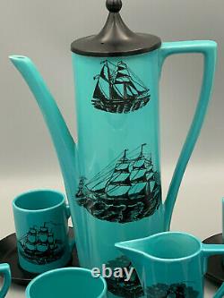 Portmeirion Vintage Sailing Ships Blue 15 piece Coffee Set