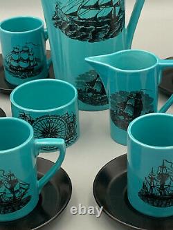 Portmeirion Vintage Sailing Ships Blue 15 piece Coffee Set