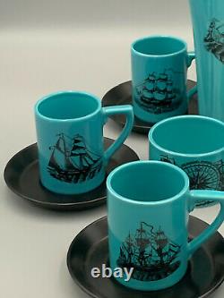 Portmeirion Vintage Sailing Ships Blue 15 piece Coffee Set