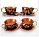 Pure Copper Tea Cup With Copper Saucers Arabi Coffee Set Minakari Work 4 Cup Set