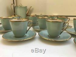 RARE 10 Cup 10 Saucer Vintage Zeh Scherzer Bavaria 14 piece Porcelain Coffee Set