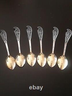 RARE Vintage Russian USSR Sterling Silver 875 with star Tea Coffee Spoons set