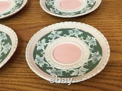 RARE! Vintage Schafer and Vater PINK JASPERWARE Demitasse Cup & Saucer (3 Sets)