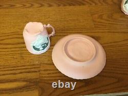 RARE! Vintage Schafer and Vater PINK JASPERWARE Demitasse Cup & Saucer (3 Sets)