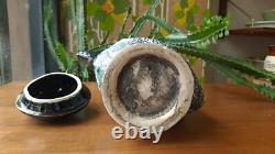 RARE Vtg MCM Vallauris Pottery Paris Brutalist Fat Lava Volcano Black Coffee Set