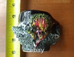 RARE Vtg MCM Vallauris Pottery Paris Brutalist Fat Lava Volcano Black Coffee Set