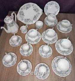ROYAL ALBERT SILVER MAPLE 34PIECE ENGLISH BONE CHINA TEA and COFFEE SET