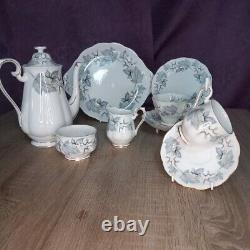 ROYAL ALBERT SILVER MAPLE 34PIECE ENGLISH BONE CHINA TEA and COFFEE SET