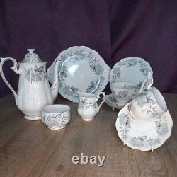 ROYAL ALBERT SILVER MAPLE 34PIECE ENGLISH BONE CHINA TEA and COFFEE SET