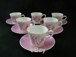 ROYAL TUSCAN FOREST GLADE COFFEE SET for 6 Pink Vintage China Retro c1960s