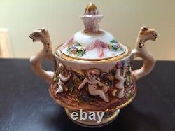 R. Capodimonte Italy Tea Coffee Set Cherubs Italian Vintage Porcelain