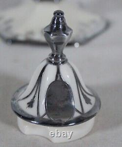 Rare! Antique Lenox China Belleek Silver Overlay Coffee Pot Cream & Sugar Set