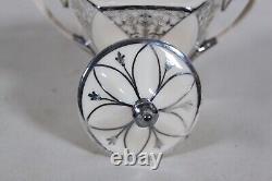 Rare! Antique Lenox China Belleek Silver Overlay Coffee Pot Cream & Sugar Set