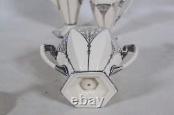 Rare! Antique Lenox China Belleek Silver Overlay Coffee Pot Cream & Sugar Set