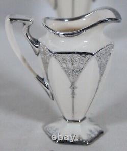 Rare! Antique Lenox China Belleek Silver Overlay Coffee Pot Cream & Sugar Set