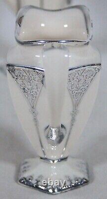 Rare! Antique Lenox China Belleek Silver Overlay Coffee Pot Cream & Sugar Set