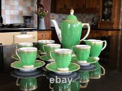Rare Copeland Spode Ryde Green Coffee Set Vintage