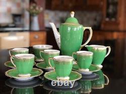 Rare Copeland Spode Ryde Green Coffee Set Vintage