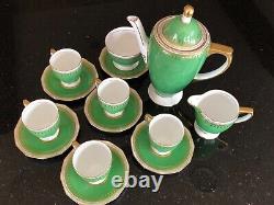 Rare Copeland Spode Ryde Green Coffee Set Vintage